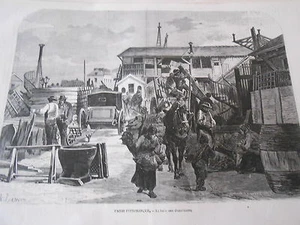 Gravure 1872 - Paris Pittoresque La halle aux démolitions - Foto 1 di 1
