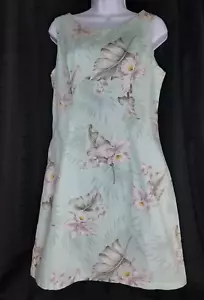 Vintage Aloha Republic Womens Dress Mini Short Hawaiian Mint Green Flowers Lg - Picture 1 of 7