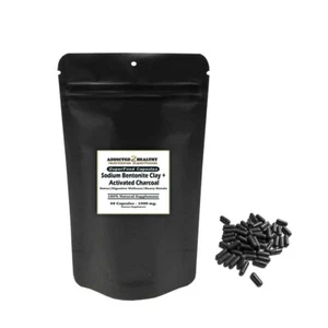 60 Sodium Bentonite Clay & Activated Charcoal Capsules 1000mg - Picture 1 of 5