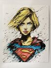Supergirl 8x10 Original Watercolor and Ink Painting Comic Book Art Illustration