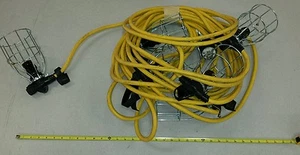 70FT AK-EL-SL Industrial Tent Light String 6 Lights & Steel Wire Lamp Guard - Picture 1 of 8