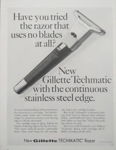 1966 vintage Gillette Techmatic Razor print ad - Picture 1 of 1