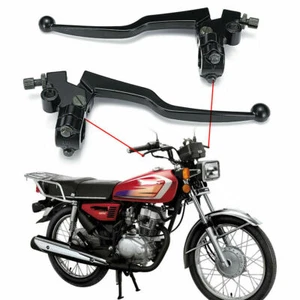 Pair Black Aluminum Motorcycle Brake & Clutch Lever For Honda CG 125 Cable Front - Picture 1 of 7