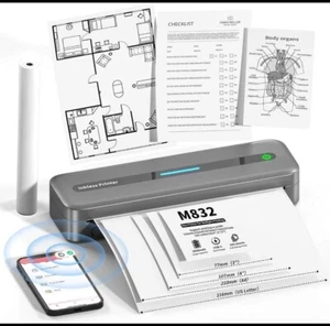 Itari M832 Thermal Portable Printers Wireless for Travel, 300dpi Inkless Printer - Picture 1 of 7