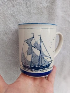 Vtg SPODE Blue Clipper Ship Stoneware Coffee Mug - Picture 1 of 5
