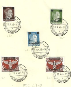Latvia in Germany Kurland WW2 20/04/1945 FDC Libau/Liepaja set of 5 on sheet #1A - Picture 1 of 2