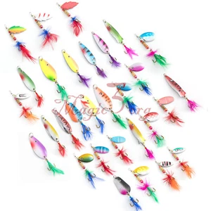 Kit de cuchara hilanderas de pesca 30 piezas cola de gallo con gancho lubina de agua dulce trucha  - Imagen 1 de 10