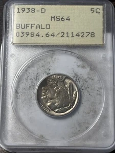 1938-D 5c PCGS MS-64 Old Rattler Holder Buffalo Nickel - Picture 1 of 3