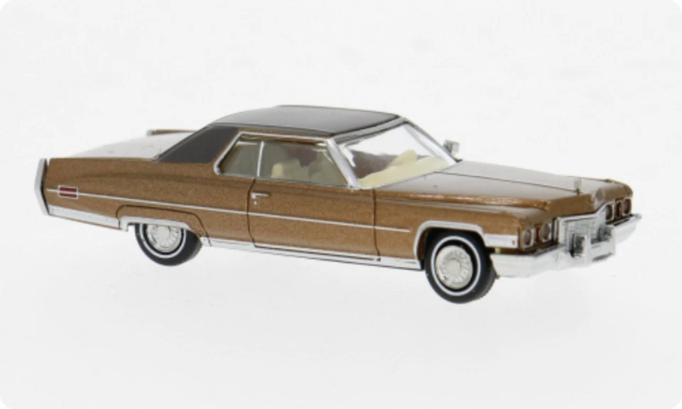 BREKINA 18130 Cadillac Coupe deVille,Braun / Marrone Scuro,1972,H0,Nuovo 2025 - Immagine 1 di 1