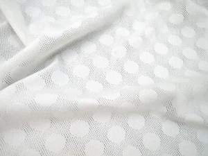 4-Way Stretch Jersey Knit Mesh Spandex Fabric Swim Polka Dot White 52W BT1/2Y - Picture 1 of 9