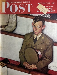 1942 Norman Rockwell Saturday Evening Post Original Cover Only Soldier WW 2 - Picture 1 of 1