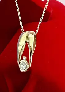 Colgante y cadena de diamantes solitario natural de oro amarillo de 14 K, 0,50 quilates vs1, 14 k años Oro - Imagen 1 de 20
