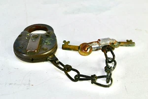 Corbin Cabinet Company Lock NJ Tel Co. 1927 with chain two functional keys - Picture 1 of 14