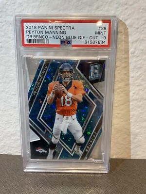 2018 Panini Spectra Peyton Manning Neon Blue Prizm Die-Cut /35 Pop1 None Higher  - Image 1 of 3