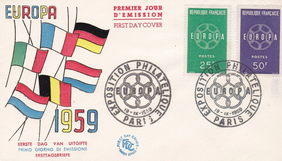 FRANCE 1959 FDC EUROPA YT 1218 ET 1219 - Photo 1/1