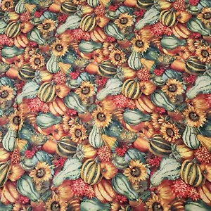 PUMPKINS AND GOURDS Spring Creative Fall Autumn Harvest Fabric Cotton .61 Yds - Picture 1 of 8