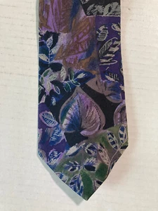 Tango by Max Raab Men's Necktie Tie Rayon Purple Green Blue Abstract Floral - Picture 1 of 6