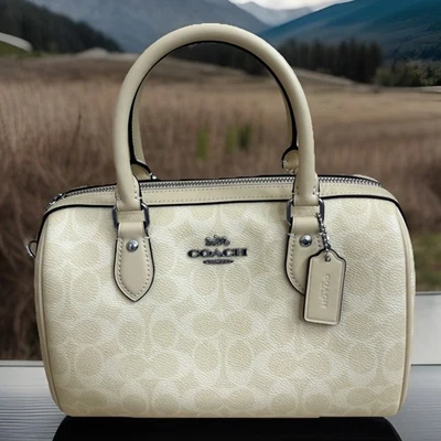 Coach Rowan Satchel/CrossBody Bag In Signature Canvas Silver/Hay CV961 NWT - Image 1 of 4