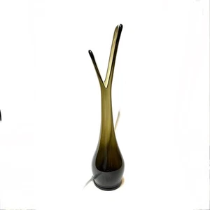 Wikinger Glas rauchbraun geteilter Mund geschwungen Vase 21" - Bild 1 von 12