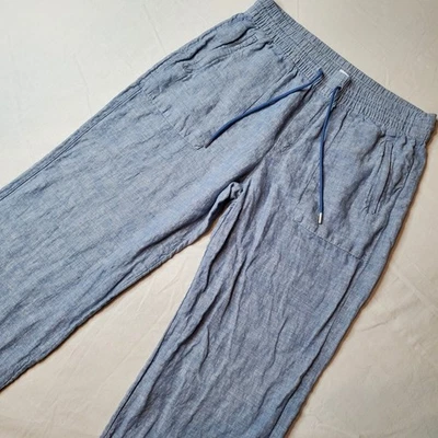 Athleta Women's Size 10 Retreat Linen Wide Leg Pant Blue 533474 - Image 1 of 4