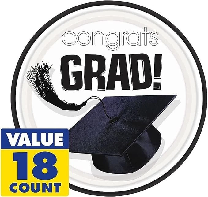 Platos redondos Flying Colors graduación fiesta escuela colores, vajilla blanca de 7", Foto 1 de 1