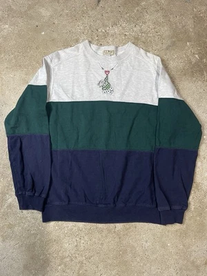 Sudadera de Colección LL Bean Colorblock Crochet Abuela Suéter Rayas Cuello Redondo L Foto 1 de 3