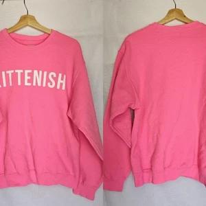 Kittenish Sweatshirt Rundhals Pullover Fleece Hot Pink Weiß Spellout Medium M - Bild 1 von 8