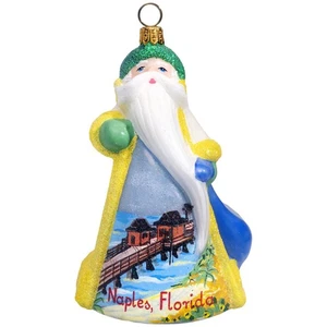 Glitterazzi Nápoles Florida Santa Vidrio Polaco Adorno de Navidad Nuevo - Imagen 1 de 3