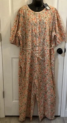 Nuevo con etiquetas Mono Universal Thread Para Mujer Coral Floral Cinturón Botón Frontal Talla 2X Foto 1 de 4