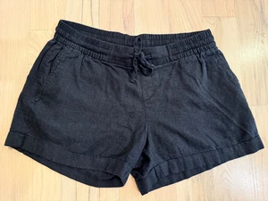 Black OLD NAVY Linen Blend Drawstring Shorts Size Small - Picture 1 of 3