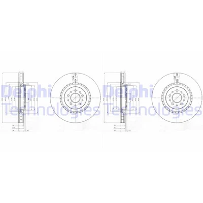 2X DELPHI Dischi Freno 330mm Ventilato Frontale Adatto per Alfa Romeo 147 156 - Immagine 1 di 2