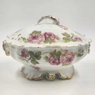 Sopa Rosenthal RC Monbijou con Tapa Baviera China Rosas Rosas Doradas Festoneadas Foto 1 de 4