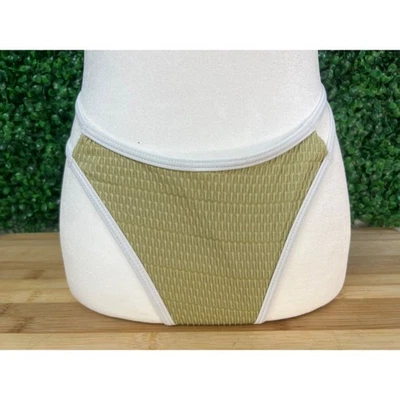 Pantalones de bikini para mujer Zaful talla pequeña cintura alta en verde y blanco para nadar Foto 1 de 4