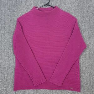 Ivanka Trump Sweater Womens L Purple Long Sleeve Pullover Ribbed Knit Mock Neck - Picture 1 of 14