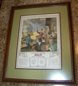 1922 ANTIQUE JELLO SCHOOL CLASS BOYS GIRLS AD ADVERTISING PROFESSIONALLY FRAMED - Picture 1 of 4