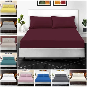 400TC 100% Egyptian Cotton Soft Fitted Sheet Bed Sheets Single Double King Size - Picture 1 of 18