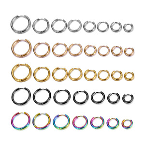 10 Pcs/lot Surgical Steel Earrings Hoop Hinged Round Circle Ear Rings 8mm-20mm