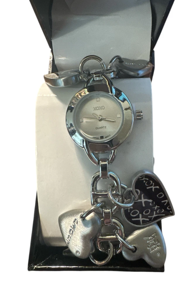XOXO Silver-Tone Watch – Heart Charm Bracelet – Women’s – NEW / Box Wear - Image 1 of 4