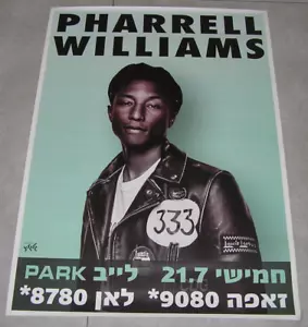 PÓSTER PROMOCIONAL ORIGINAL RARO CONCIERTO DE PHARRELL WILLIAMS en ISRAEL 27" X 20" - Imagen 1 de 2