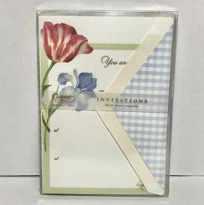 Elegant Diecut 8 CASPARI Invitations & Lined Envelopes TULIPS Gold *UNUSED* - Picture 1 of 5