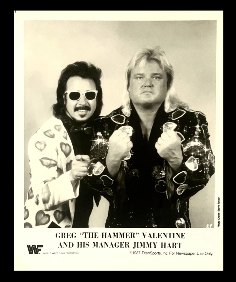 FOTO PROMOCIONAL 8X10 ORIGINAL CON LICENCIA OFICIAL WWE JIMMY HART GREG VALENTINE 1987 Foto 1 de 1