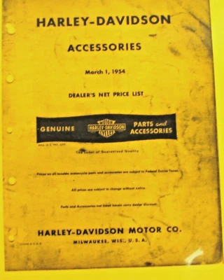 Catálogo completo Harley-Davidson 1954 accesorios concesionarios precio neto   Foto 1 de 3