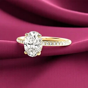 Diamant Ehering 1,40 ct Ovalschliff IGI GIA Lab Grown Diamond 14K Gelbgold - Bild 1 von 9