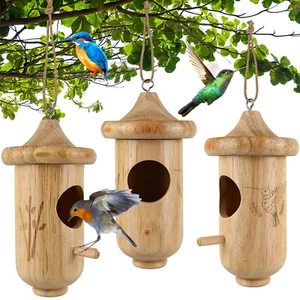 Wooden Hummingbird Houses for Outside Nesting Garden Window Bird Houses - Picture 1 of 6