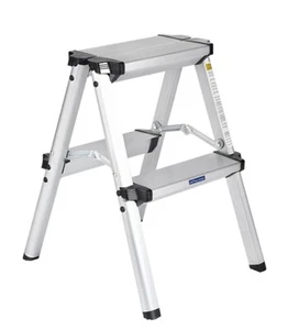 2 steps foldable ladder stool aluminum frame portable anti slip 49 cm high - Picture 1 of 9