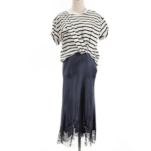3.1 Phillip Lim NWD Striped Draped T-Shirt Slip Combo Dress Size XS Blue & White - Picture 1 of 11