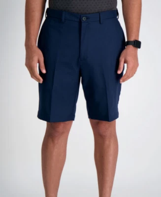 Shorts masculinos de algodão Haggar ajuste clássico cintura sem ferro azul tamanho 34 3239 - Imagem 1 de 2