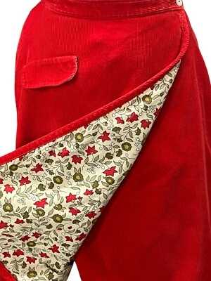 Talla XS~S De Colección Años 60 Falda Envolvente Reversible Naranja/Rojo Estampado Floral Bobbie Brooks EE. UU. Foto 1 de 4