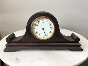 Antique Gilbert Tambour 8-Day Wooden Mantle Clock, Working - Picture 1 of 13