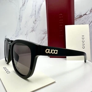 GUCCI Sunglasses Newest Collection Black 55mm Aviator Round Gold GUCCI Logo - Imagen 1 de 24